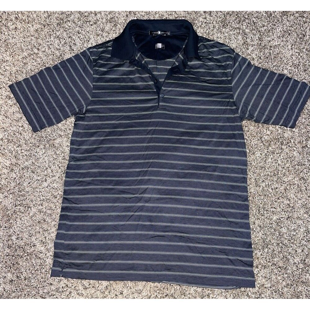 Nike Tiger Woods Collection Men's M Dri Fit Golf Polo Shirt Black Striped